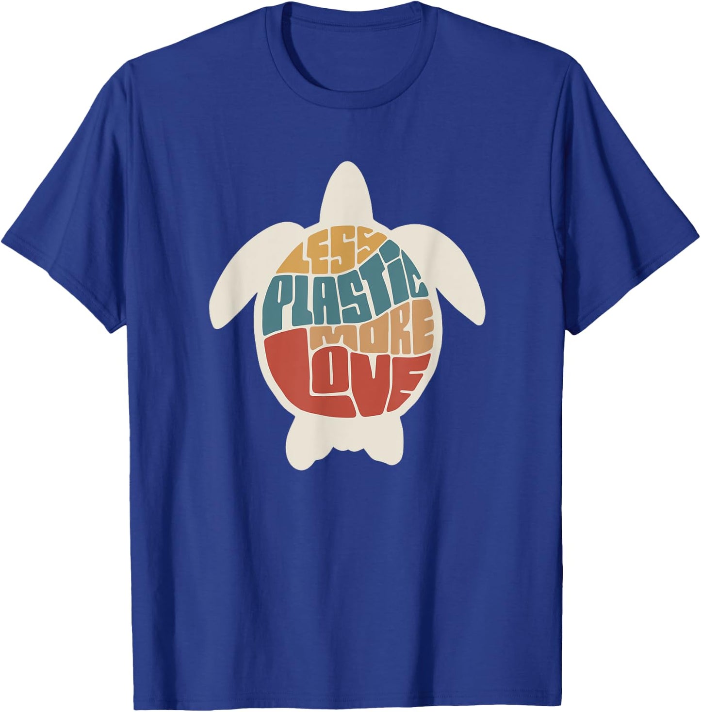 Less Plastic More Love - Retro Turtle Shirt T-Shirt - T-Shirt | Royal