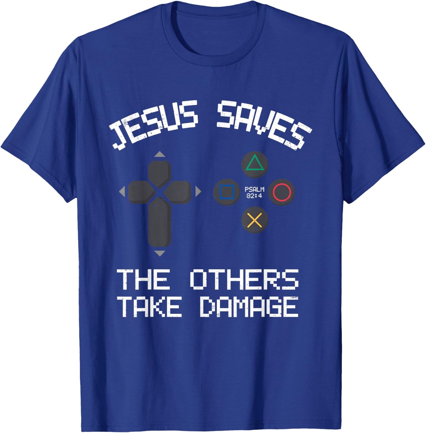 Vintage Christian Video Gamer Jesus Saves T-Shirt - T-Shirt | Royal