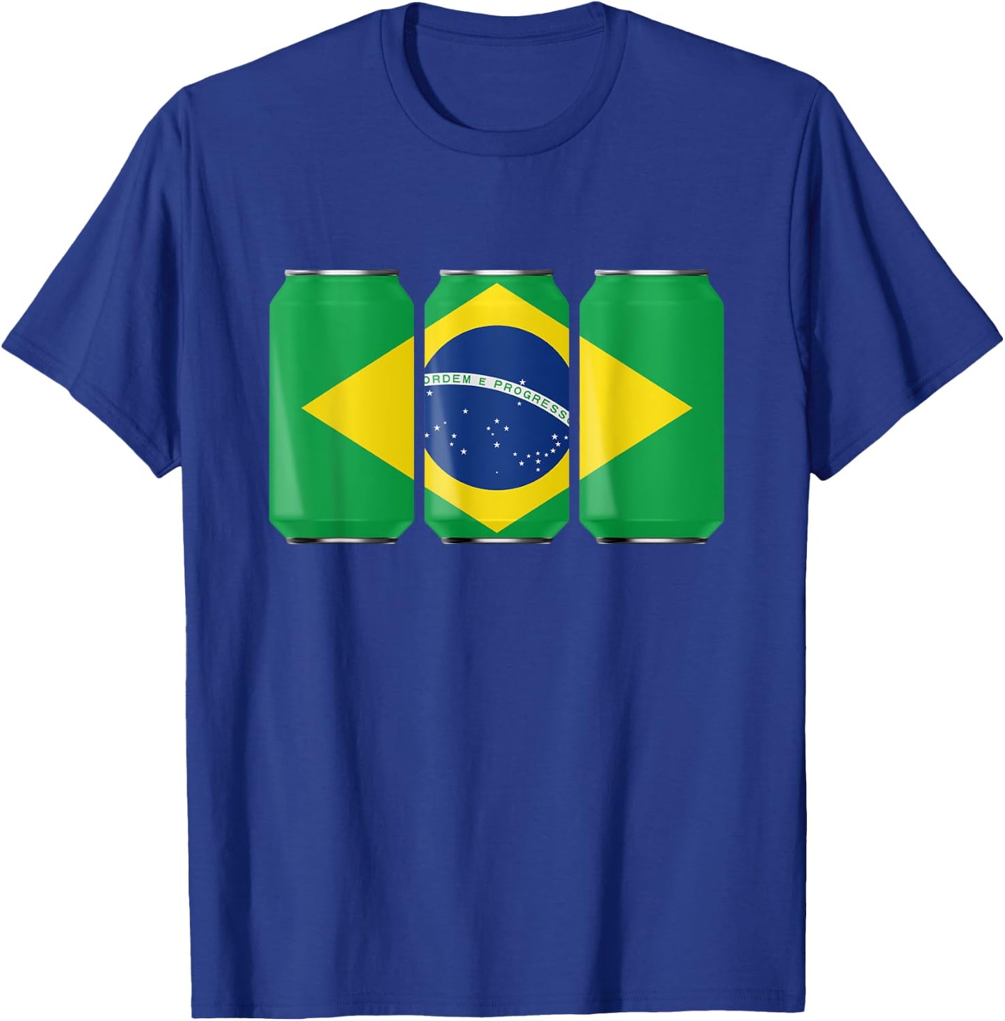 Patriotic Beer Cans Brazil w/ Brazilian Flag Men T-Shirt - T-Shirt | Royal