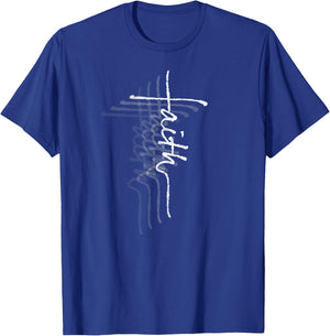 Faith Cross Jesus Christ Prayer Christian Crucifix design T-Shirt - T-Shirt | Royal