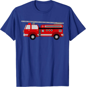 Fire Truck Trucker trailer Ladder kids adults T-Shirt - T-Shirt | Royal