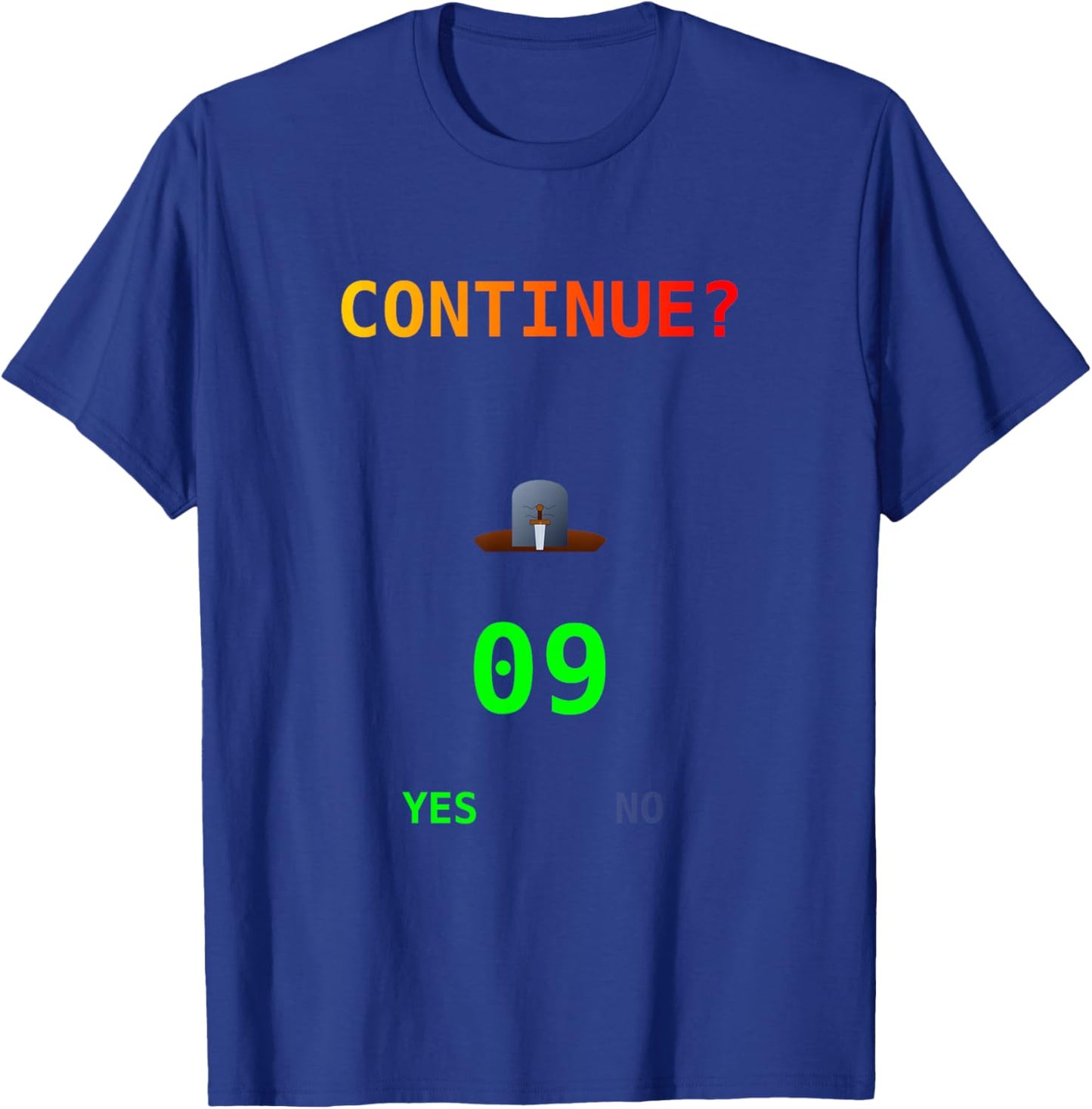 Retro Gamer Continue Countdown Arcade 09 Selection Graphic T-Shirt - T-Shirt | Royal