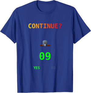 Retro Gamer Continue Countdown Arcade 09 Selection Graphic T-Shirt - T-Shirt | Royal