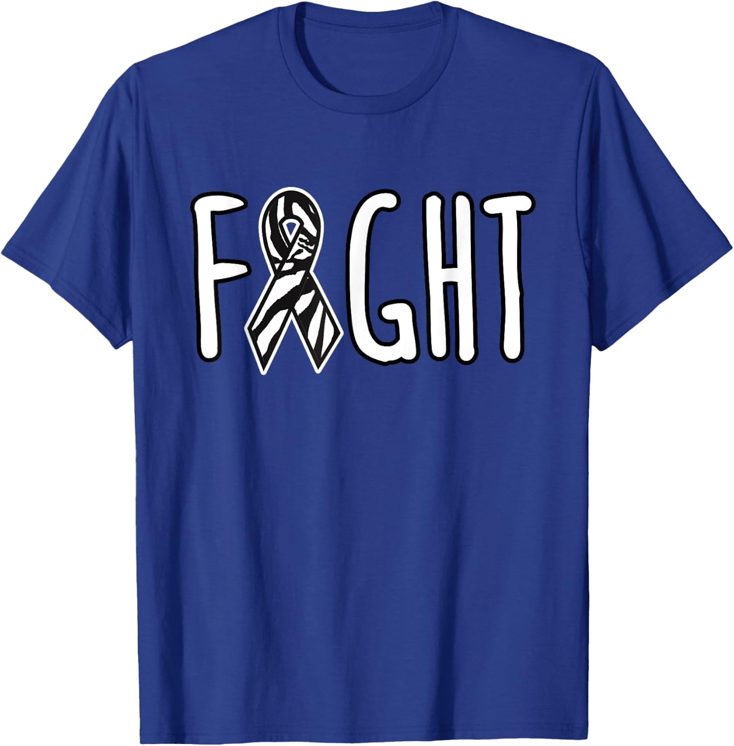 NET Fight Cancer Awareness Zebra Ribbon Walk Group Support T-Shirt - T-Shirt | Royal