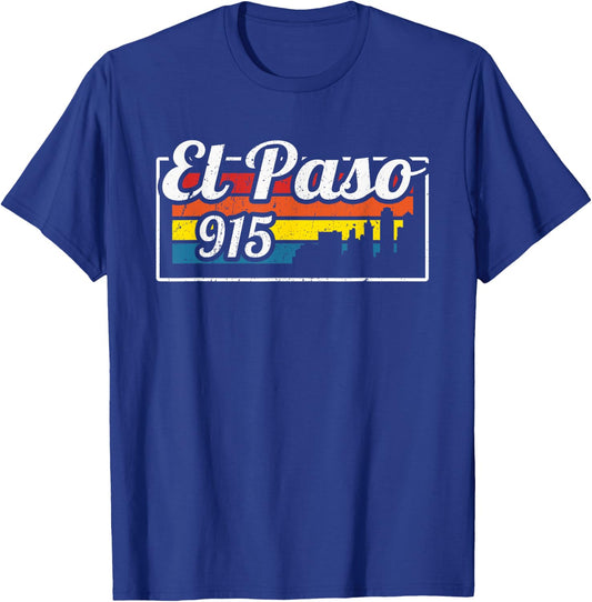 Vintage El Paso City Skyline 915 State Of Texas Retro Gift T-Shirt - T-Shirt | Royal