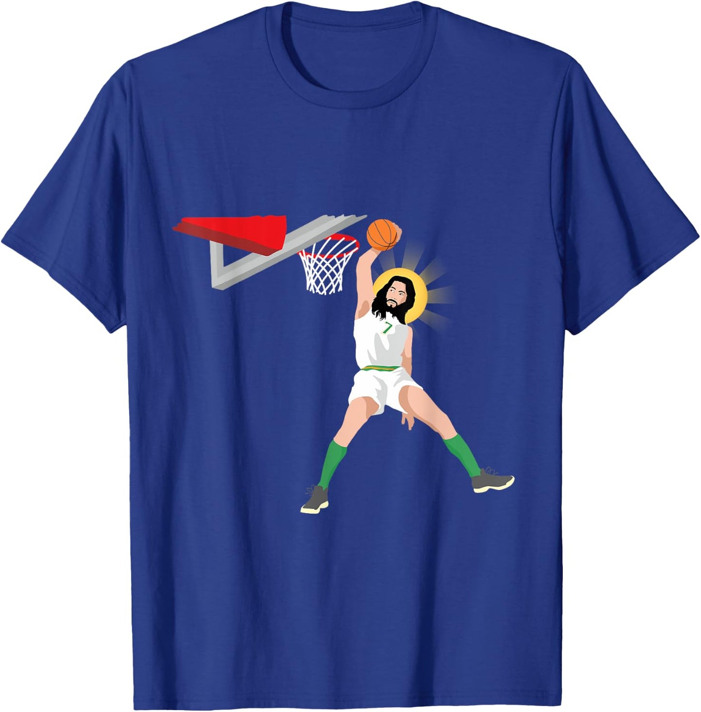 Funny Basketball Jesus Christian Humor Slam Dunk T-Shirt - T-Shirt | Royal