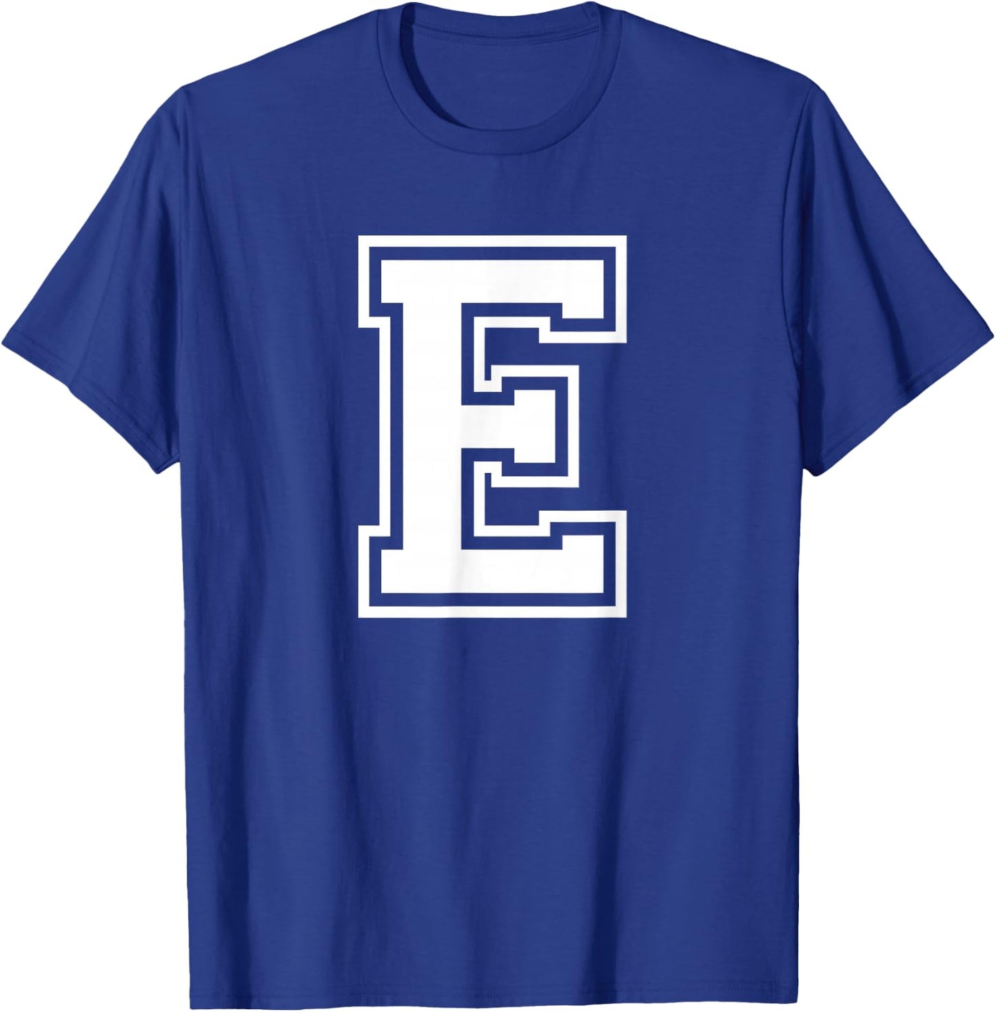 Letter E Name Initial Varsity Alphabet Monogram T-Shirt - T-Shirt | Royal