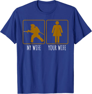 Female Volunteer Fireman My Wife is A Firefighter Gift T-Shirt - T-Shirt | Royal