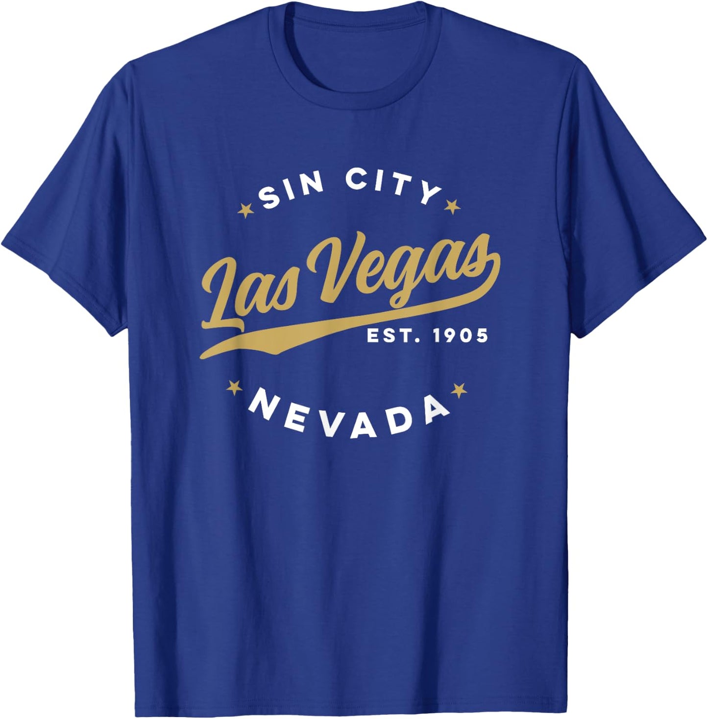 Classic Retro USA City Vintage Las Vegas Sin City Nevada Glam Text T-Shirt - T-Shirt | Royal