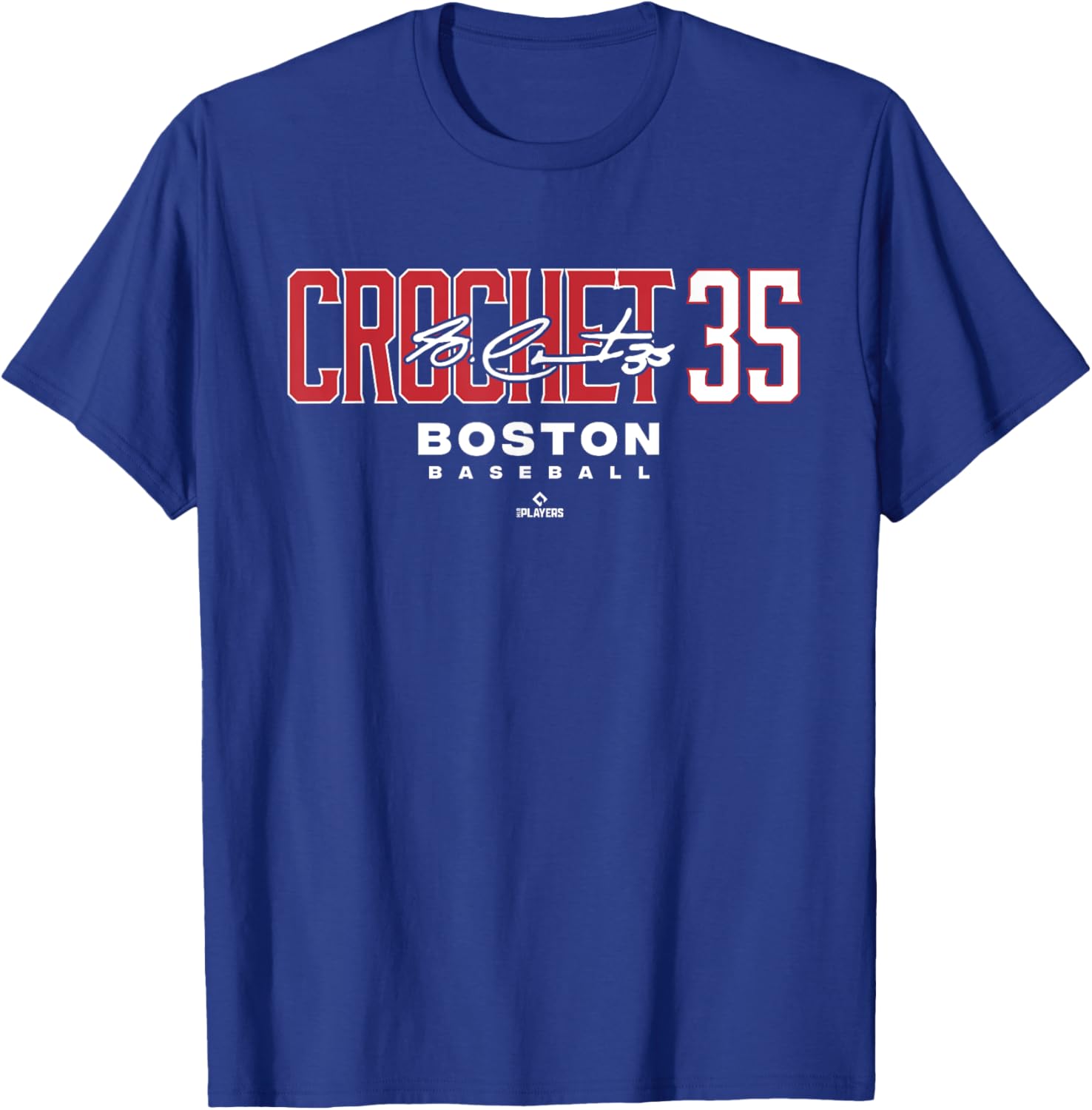 Name Number City Garrett Crochet 35 Boston Baseball MLBPA T-Shirt - T-Shirt | Royal