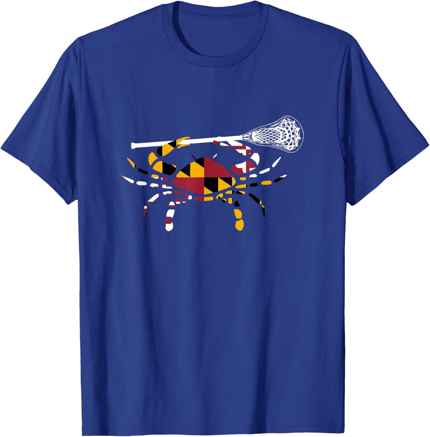 Maryland Crab Holding Lacrosse Stick Boys Girls LAX Shirt T-Shirt - T-Shirt | Royal