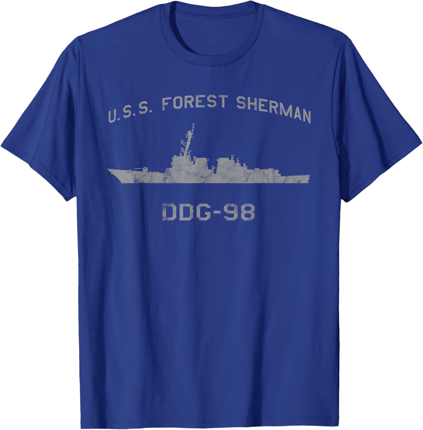 USS Forest Sherman DDG-98 Destroyer Ship Waterline T-Shirt - T-Shirt | Royal