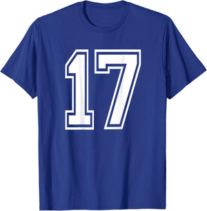 Number 17 Sports Player Number BACK Of Shirt Only T-Shirt - T-Shirt | Royal