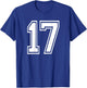 Number 17 Sports Player Number BACK Of Shirt Only T-Shirt - T-Shirt | Royal
