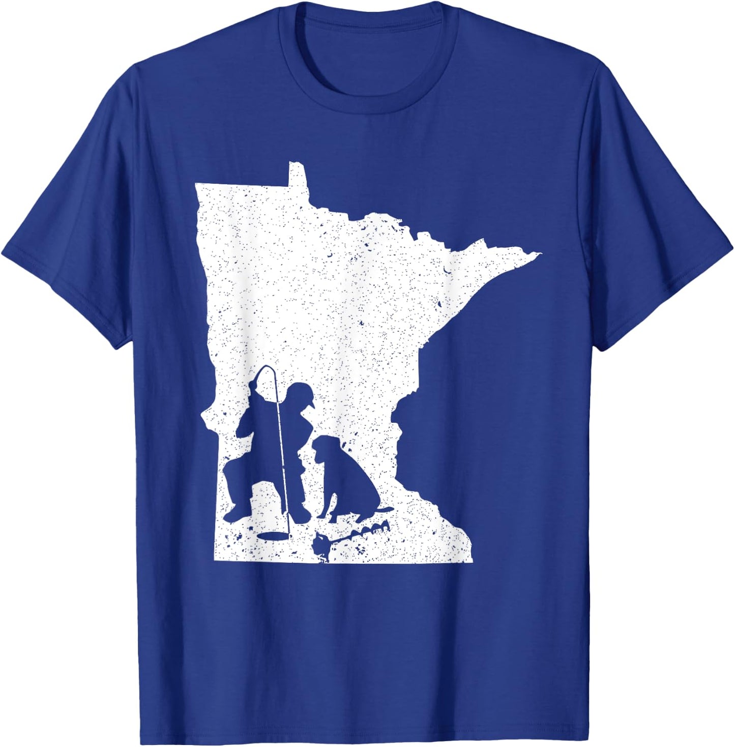 Vintage Minnesota Ice Fishing & Dog Dad Gift Men Women Girls Kids T-Shirt - T-Shirt | Royal
