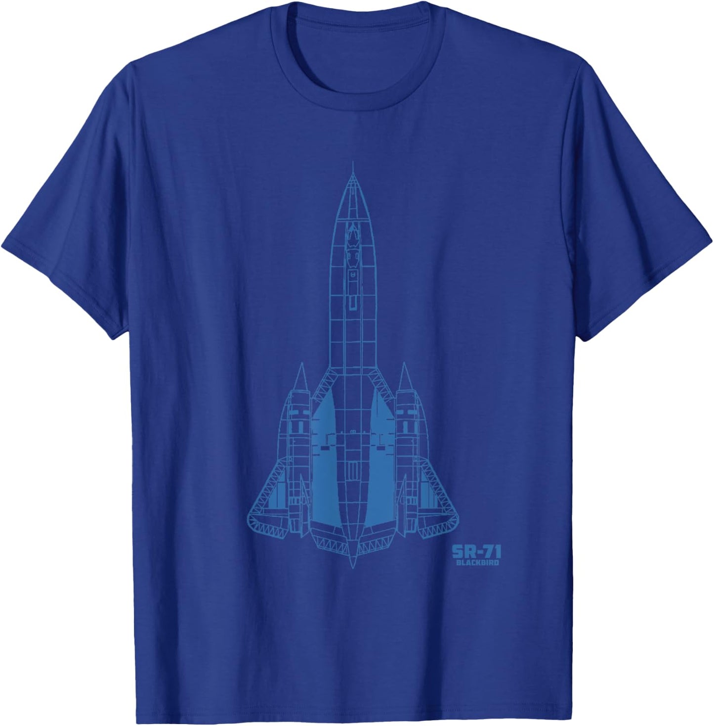 SR-71 Blackbird Spyplane Technical Drawing Blue T-Shirt - T-Shirt | Royal