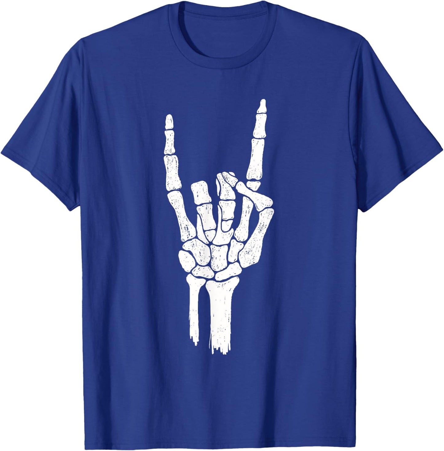 Skeleton Rock Hand - Halloween Rock On Devil Horns T-Shirt - T-Shirt | Royal