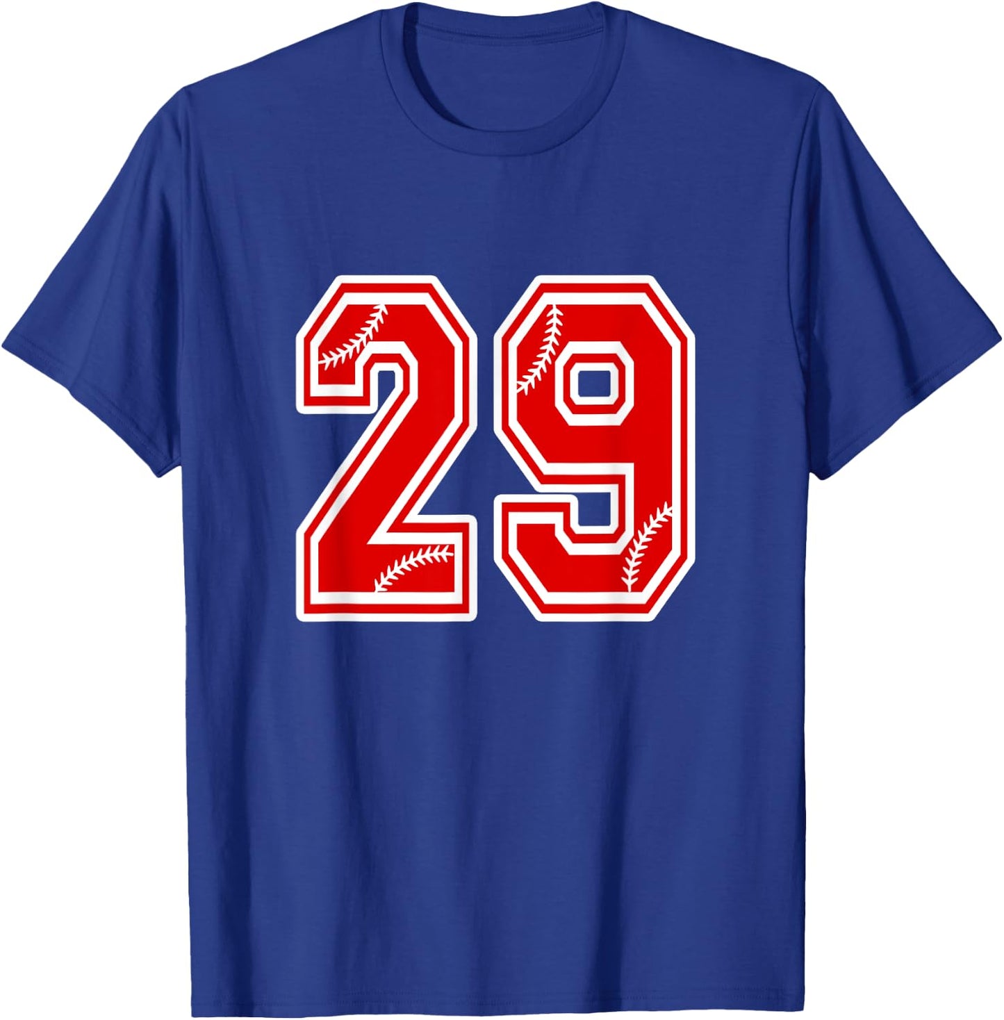 Number 29 Red Baseball Number 29th Birthday T Shirt T-Shirt - T-Shirt | Royal