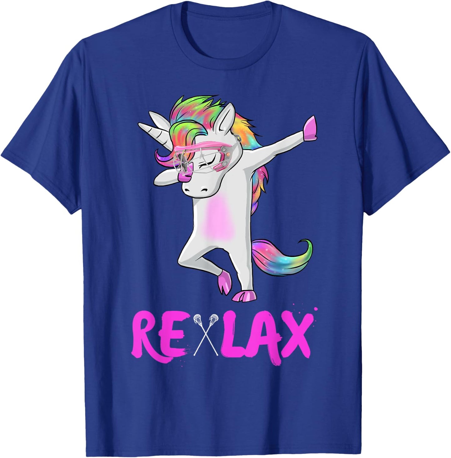 reLAX unicorn dab youth lacrosse Lacrosse funny T-Shirt - T-Shirt | Royal
