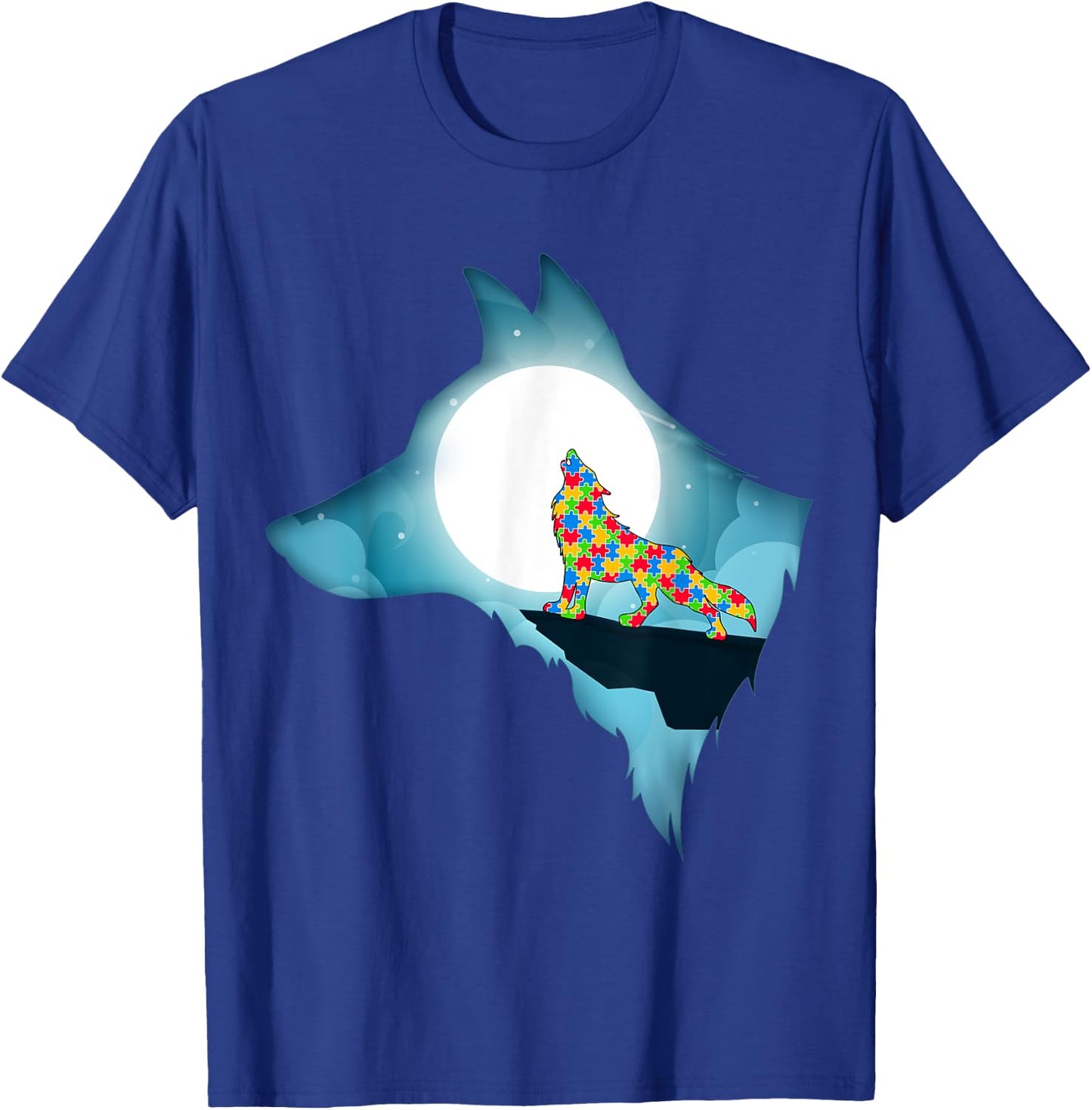 Wolf Shirt Wolf Autism Shirt Autism Awareness Shirt T-Shirt - T-Shirt | Royal