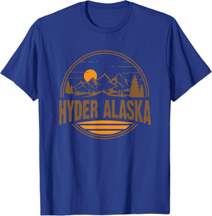 Vintage Hyder, Alaska Mountain Hiking Souvenir Print T-Shirt - T-Shirt | Royal