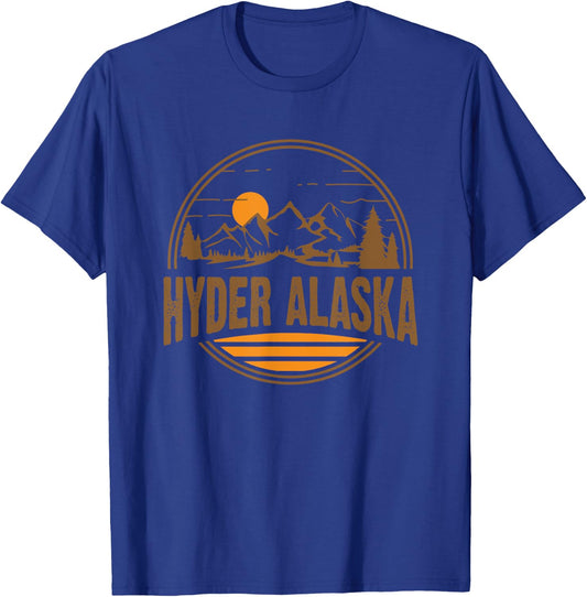 Vintage Hyder, Alaska Mountain Hiking Souvenir Print T-Shirt - T-Shirt | Royal