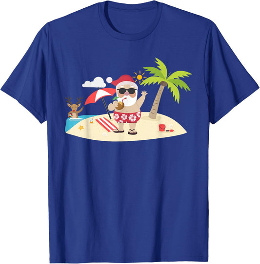 Santa Claus Surfing Hawaiian T-Shirt - T-Shirt | Royal