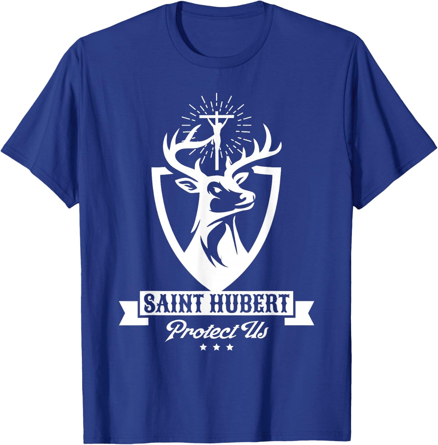 St. Hubert Hubertus Patron Saint of Hunter Stag T-Shirt - T-Shirt | Royal
