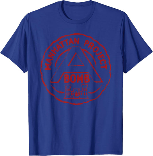 Atomic Bomb Manhattan Project Red Print T-Shirt - T-Shirt | Royal