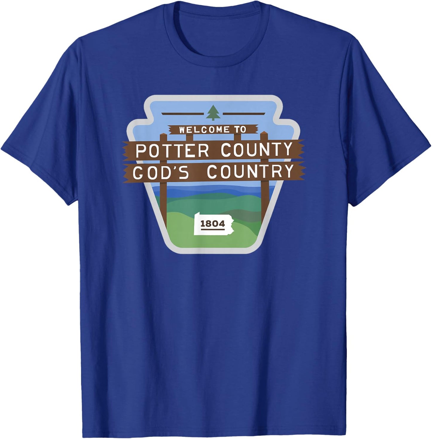Potter County Pennsylvania Potter County Sign Coudersport T-Shirt - T-Shirt | Royal