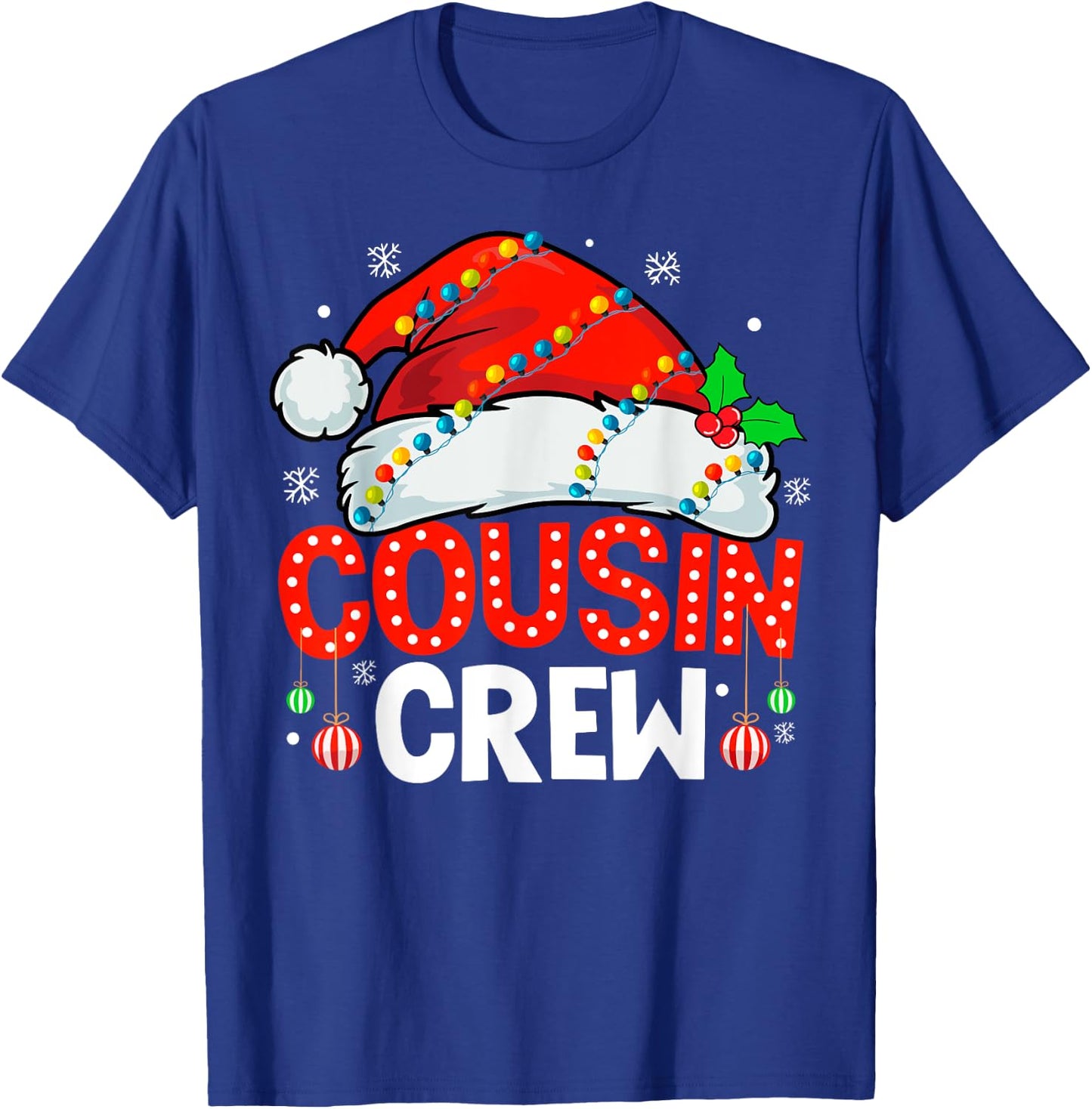 Cousin Crew Christmas Xmas Lights Family Matching Santa Hat T-Shirt - T-Shirt | Royal