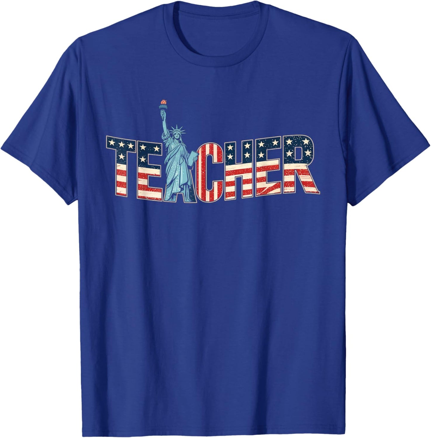 Teacher Life American Flag 4th of July USA Teacher Patriotic T-Shirt - T-Shirt | Royal