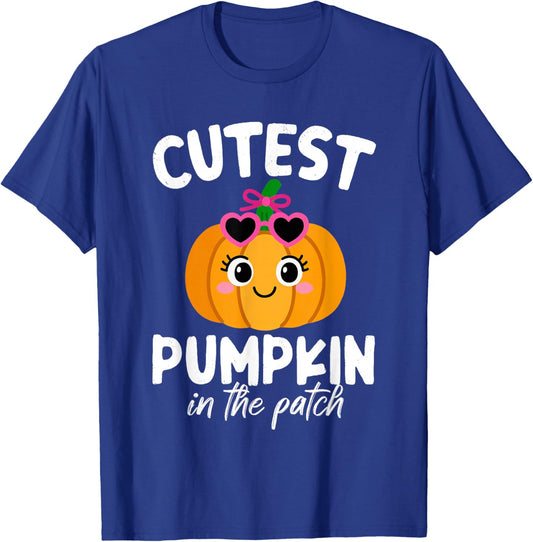 Cutest Pumpkin in The Patch Halloween Spooky Season Girl Kid T-Shirt - T-Shirt | Royal