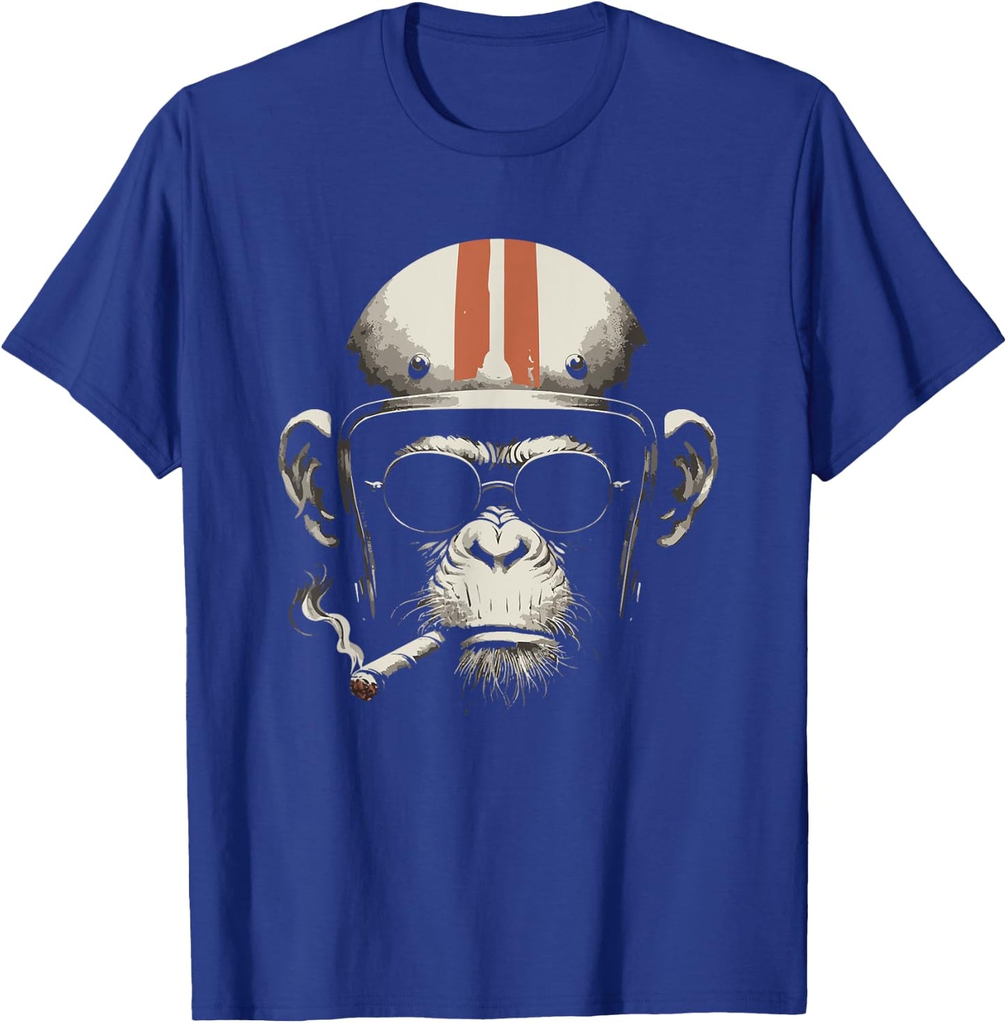 Cigar smoking monkey retro vintage motorcycle biker helmet T-Shirt - T-Shirt | Royal