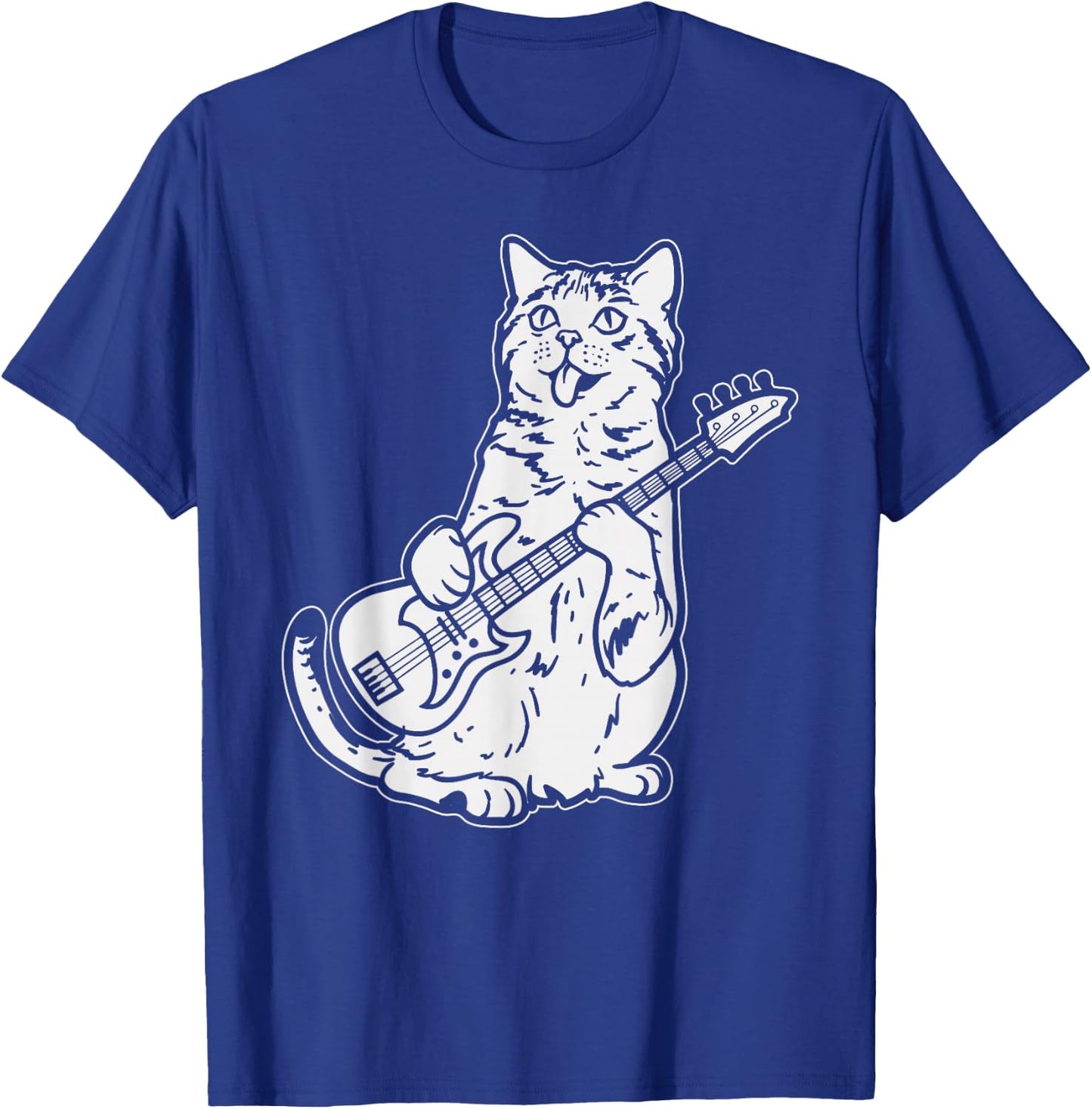 Cat Playing Bass Guitar Musician Animal Pet Music Lover Gift T-Shirt - T-Shirt | Royal