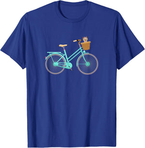 Vintage Antique Bicycle Adorable Puppy Dog In Basket T-Shirt - T-Shirt | Royal