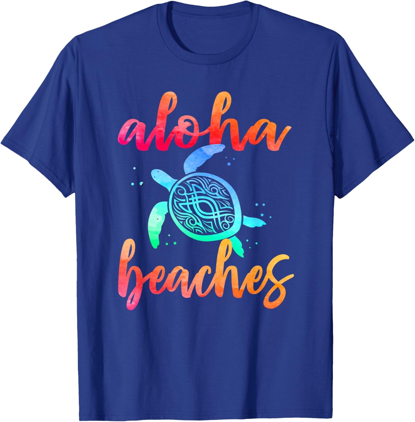 Watercolor Aloha Beaches Turtle Shirt Hawaiin Sea Turtles T-Shirt - T-Shirt | Royal