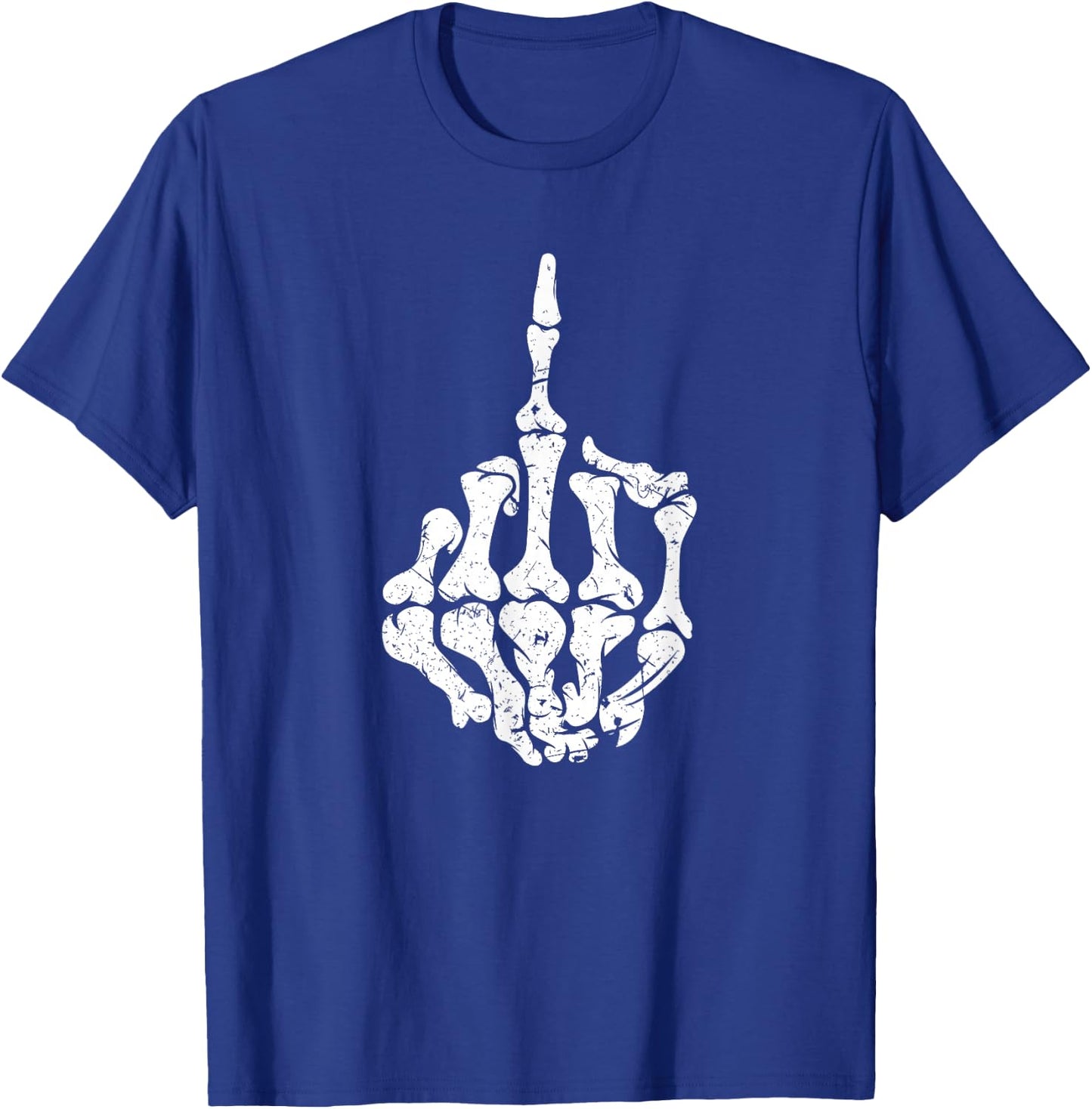 Offensive Biker Middle Finger Skull T-Shirt - T-Shirt | Royal