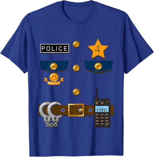 Kids Policeman Costume Funny Birthday 4 Year Old T Shirt T-Shirt - T-Shirt | Royal