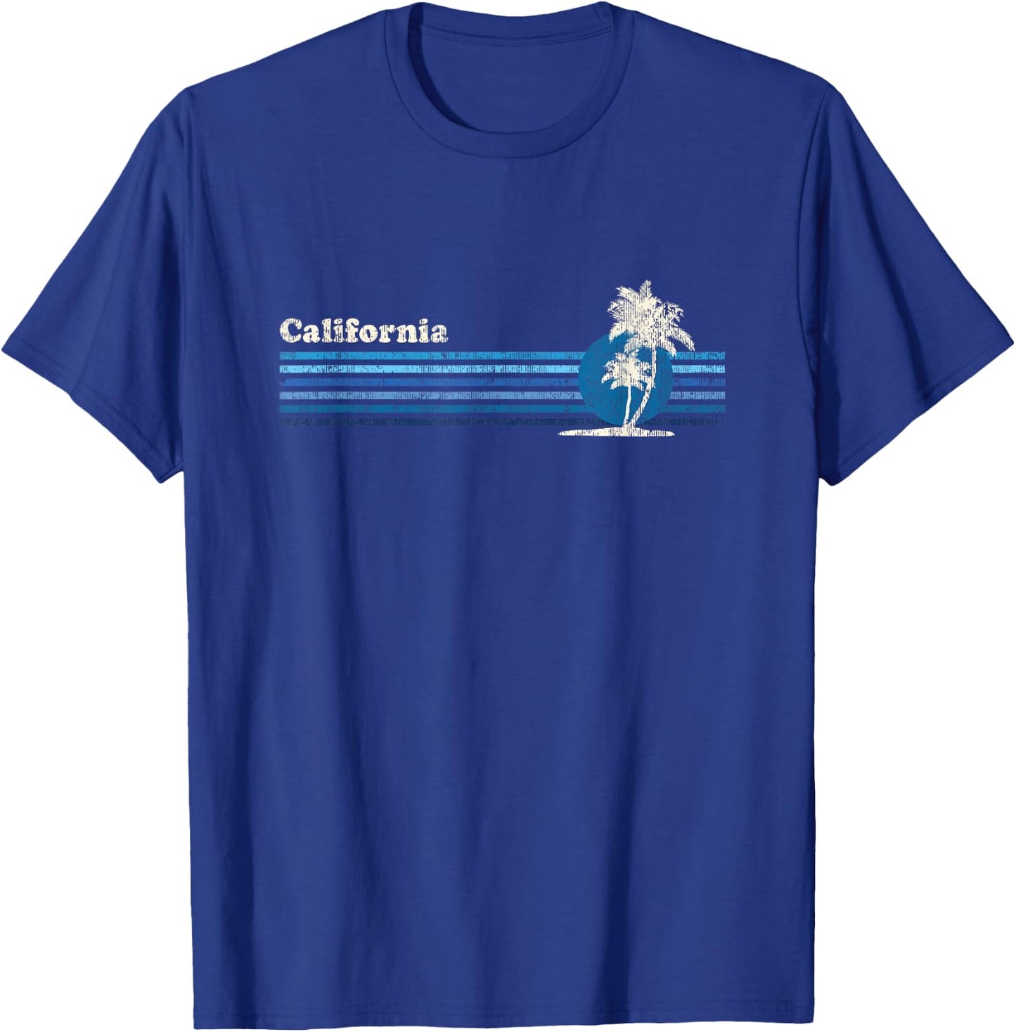 California Vintage 80s Palm Trees Sunset T-Shirt - T-Shirt | Royal