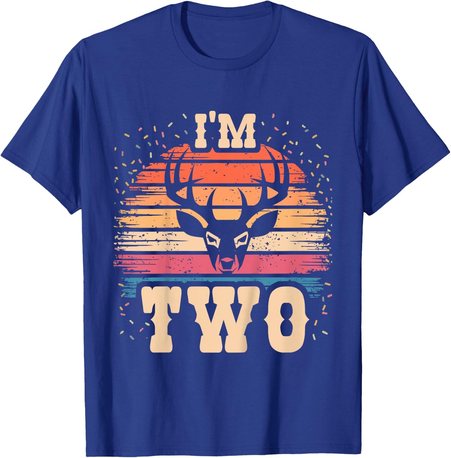 Kids Elk 2 Year Old Birthday Boy Girl 2nd Deer Birthday T-Shirt - T-Shirt | Royal