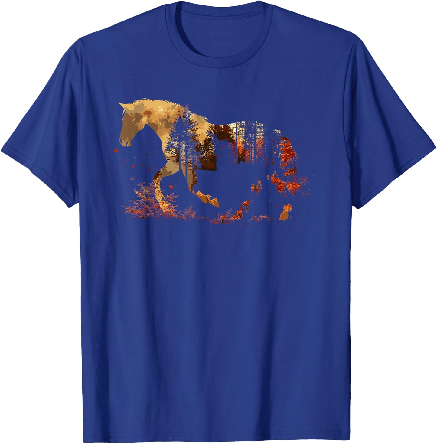 Cute Horse Lover Autumn Leaves Pony Animal Wildlife T-Shirt - T-Shirt | Royal