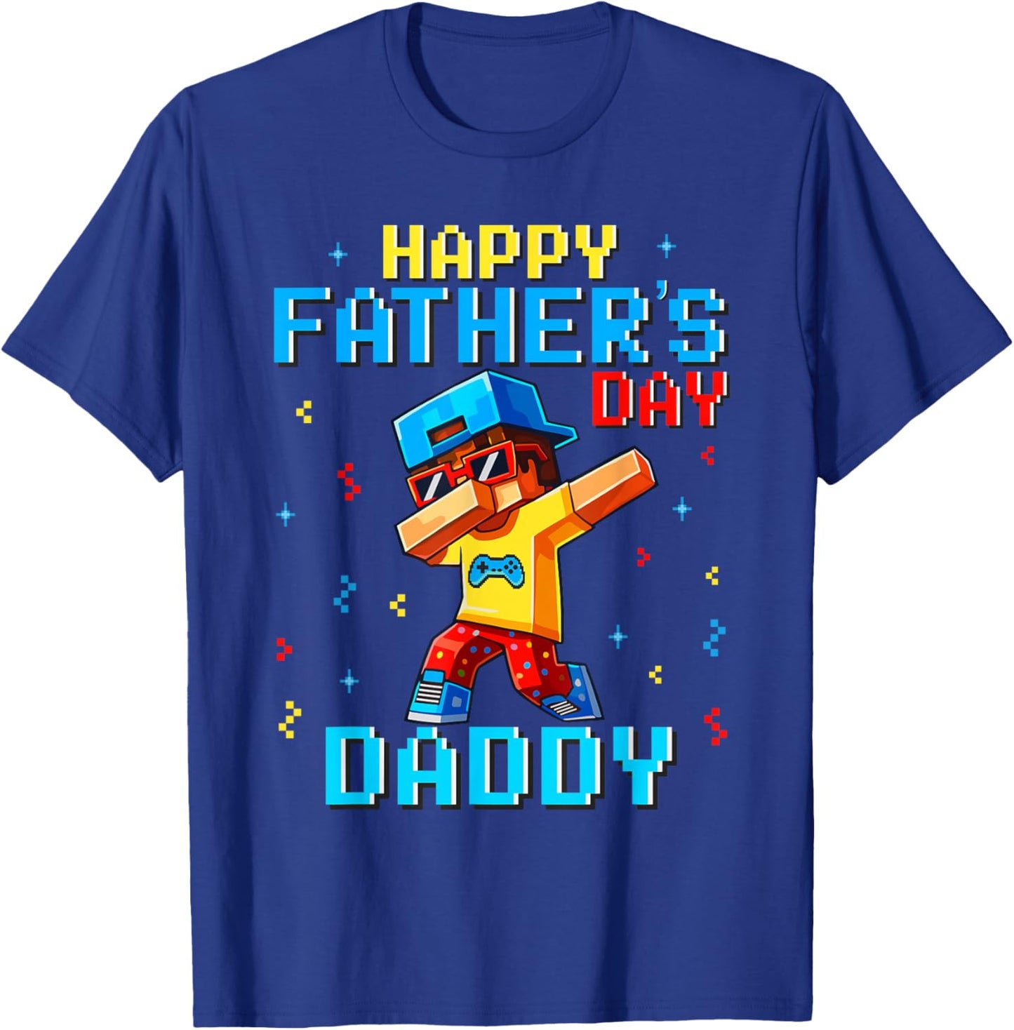 Happy Father's Day Daddy Pixel Gamer Boys Kids Father's Day T-Shirt - T-Shirt | Royal