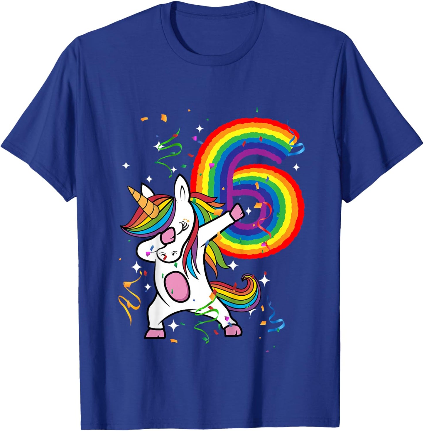 Birthday Rainbow Dabbing Unicorn 6 Years Old Girls Shirt T-Shirt - T-Shirt | Royal
