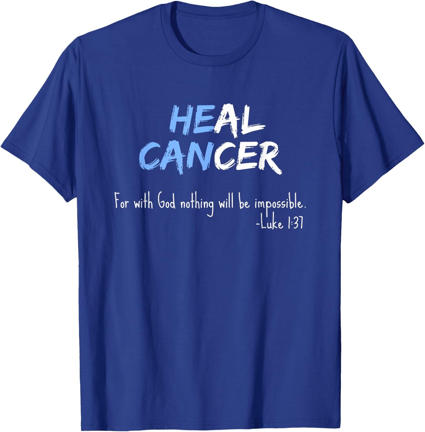 Jade & Harlow Men's Black He Can Heal Cancer Support T-Shirt - T-Shirt | Royal
