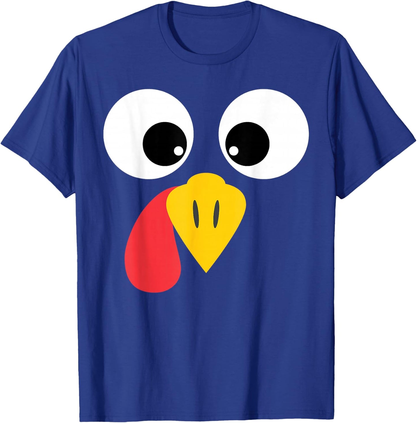 Turkey Face Big Eyes Thanksgiving T-Shirt - T-Shirt | Royal