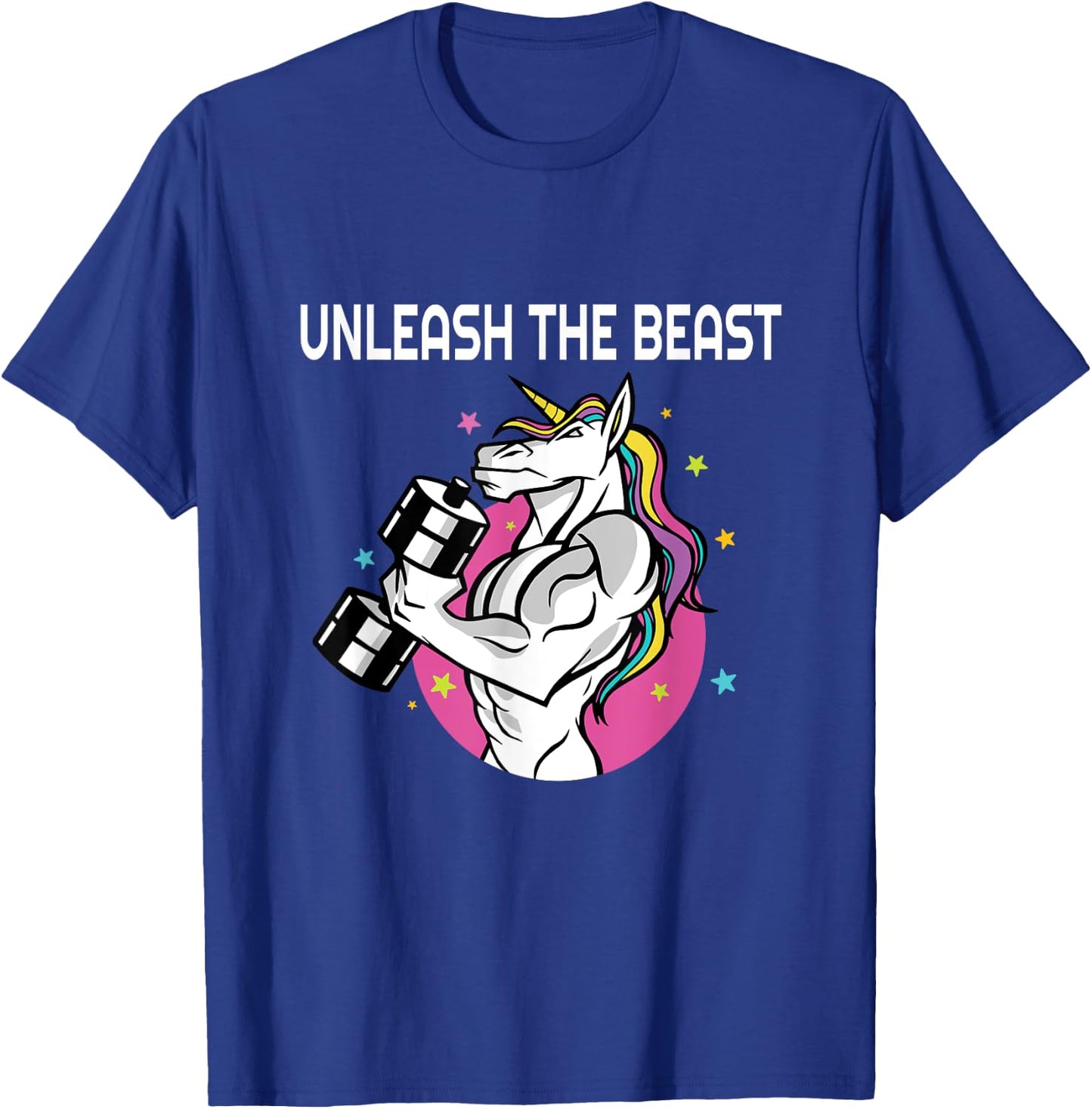 Unleash The Beast - Unicorn Gym Rat Magic Sparkle Muscles T-Shirt - T-Shirt | Royal