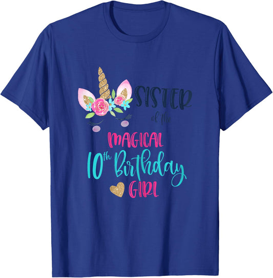 Sister of the 10th Birthday Girl Party Matching Sibling Gift T-Shirt - T-Shirt | Royal