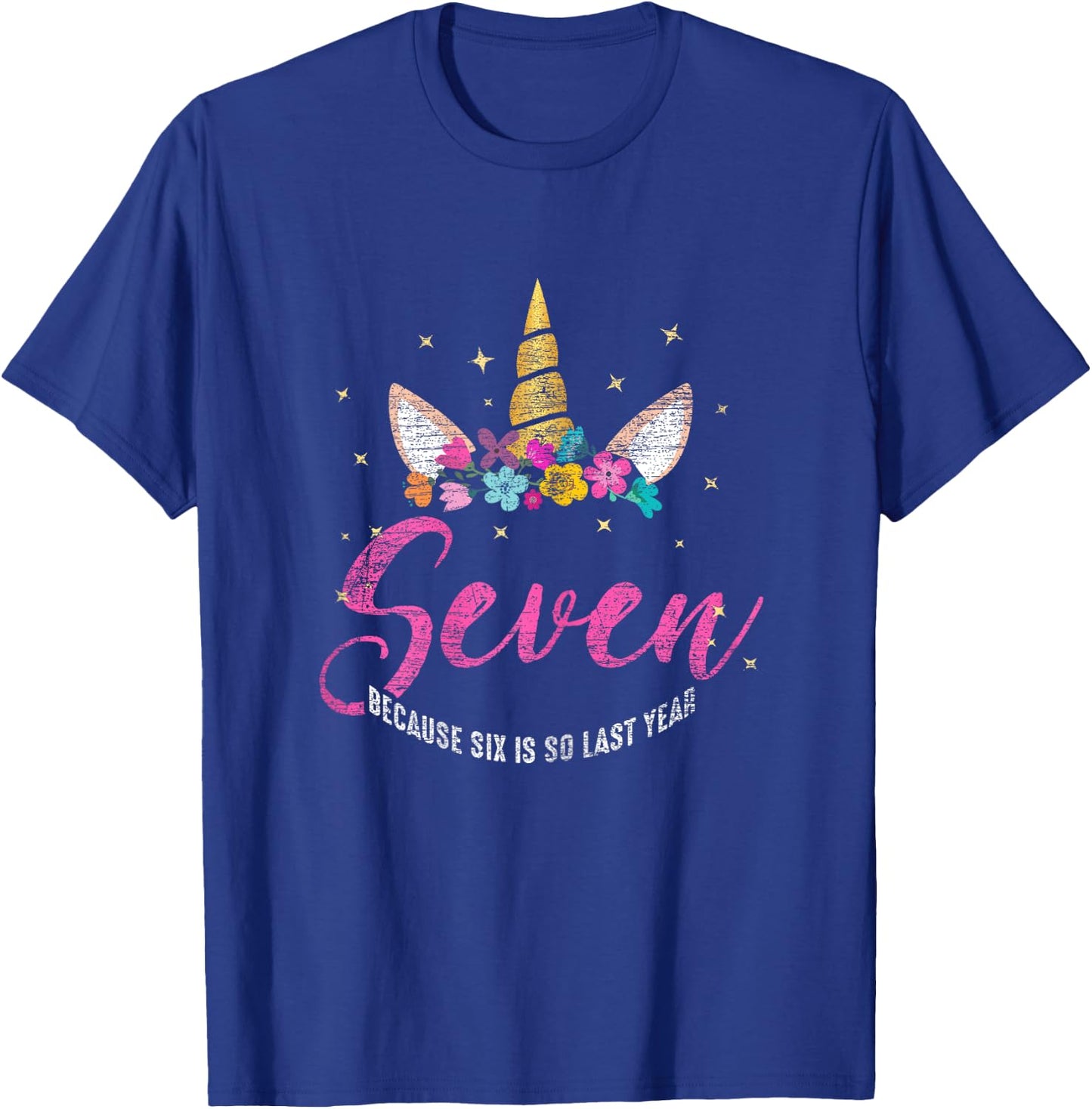 7 Years Old Birthday Girl Gifts Unicorn 7th Birthday T-Shirt - T-Shirt | Royal