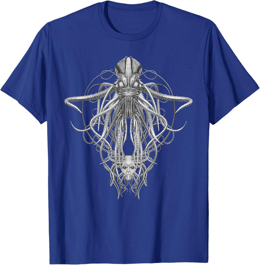 Cthulhu Monster in Black and White Retro Vintage Steampunk T-Shirt - T-Shirt | Royal